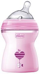 Chicco Бутылочка с наклонной соской Natural Feeling, 250 мл, с 2 месяцев, розовый