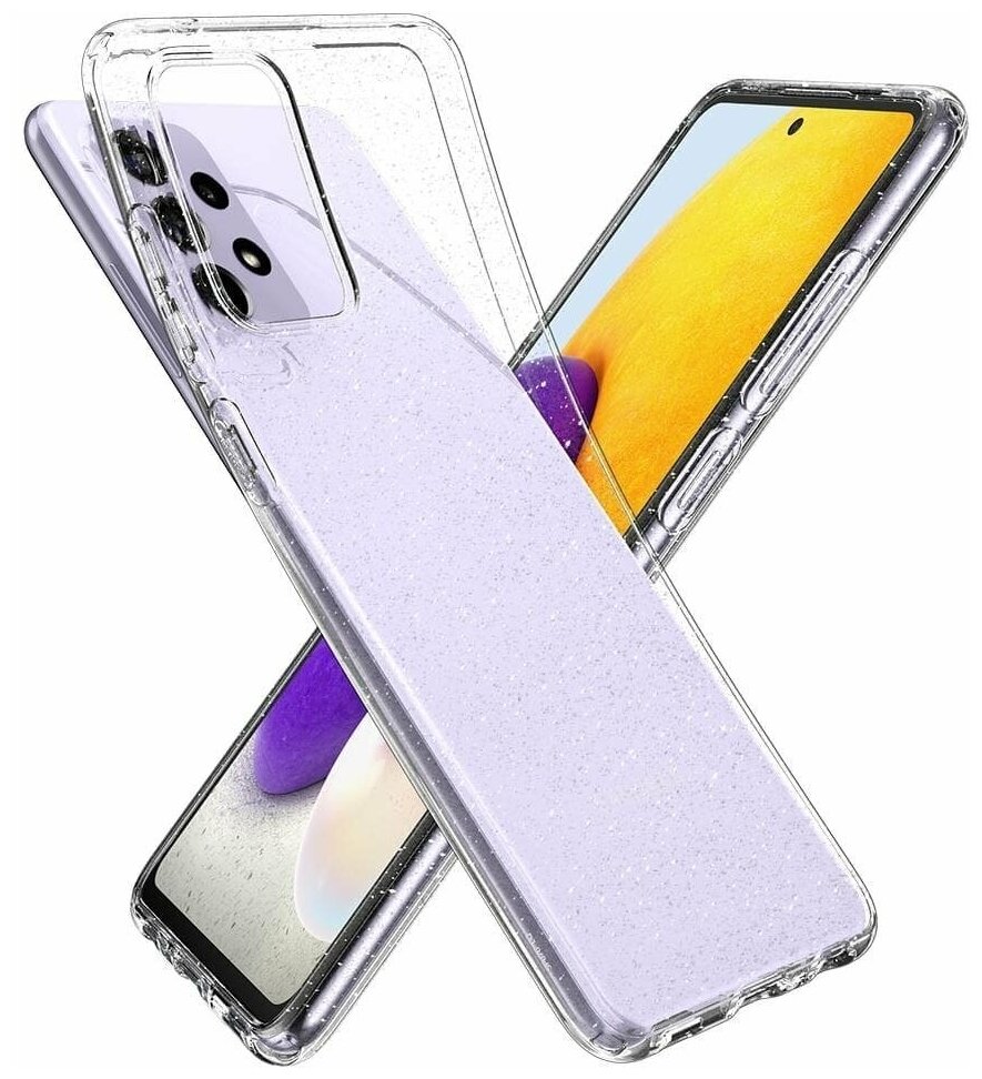 Чехол Spigen на Samsung Galaxy A72 (ACS02326) Liquid Crystal / Спиген чехол для Галакси А72 силиконовый, противоударный, с защитой камеры, блестки