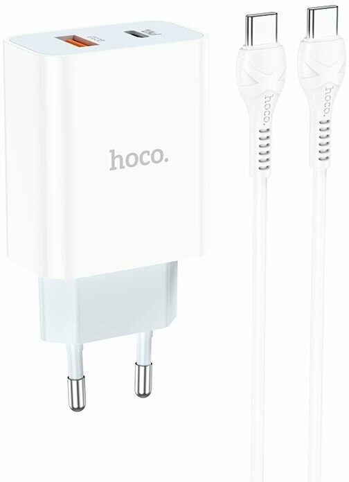 Зарядное устройство с USB HOCO C97A + кабель Type-C - Type-C 1м (PD20W+QC3.0, 3000mA)