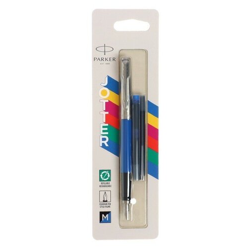 Parker Ручка перьевая Parker JOTTER ORIGINALS BLUE, 1.0мм + 2 стержня (син и черн), блистер 2096858