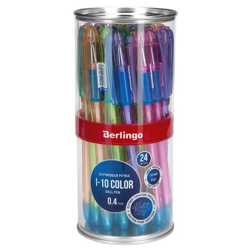 фото Berlingo набор шариковых ручек i-10 color, 0.4 мм, 24 шт., синий цвет чернил