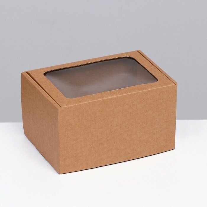 Коробка самосборная с окном, бурая, 17 x 12 x 10 см(5 шт.)
