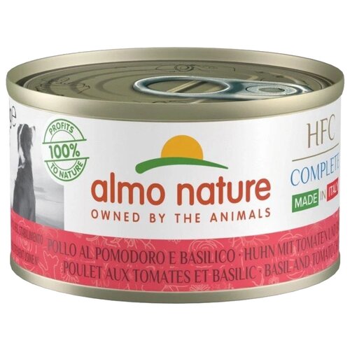 Влажный корм для собак Almo Nature HFC Complete Made in Italy, курица, с базиликом, с томатами 1 уп. х 1 шт. х 95 г