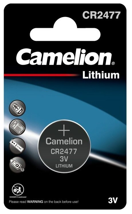 8660 Элемент питания литиевый CR CR2477 BL-1 (блист.1шт) Camelion - фото №1