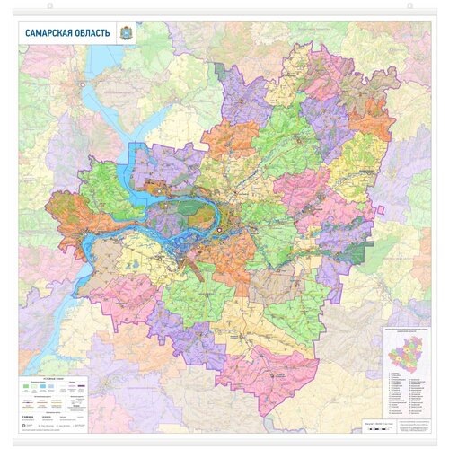 Настенная карта Самарской области 115 х 115 см (с подвесом) настенная карта самарской области 115 х 115 см на баннере