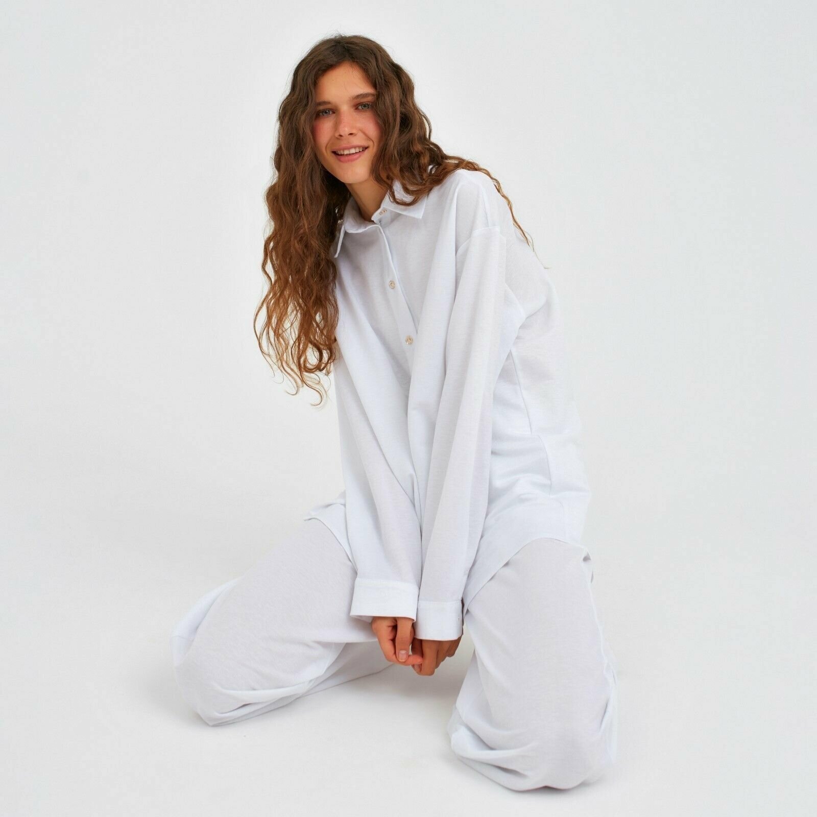 Пижама женская (сорочка, брюки) MINAKU: Home collection цвет белый, р-р 42 - фотография № 8