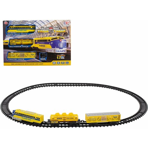фото Железная дорога train track классическая на батарейках 17 элементов со световыми и звуковыми эффектами jhx6603 в коробке tongde tong de
