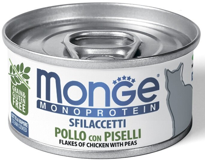 Влажный корм для кошек Monge Monoprotein Solo Pollo con piselli, беззерновой, курица с горошком, 48 шт. х 80 г