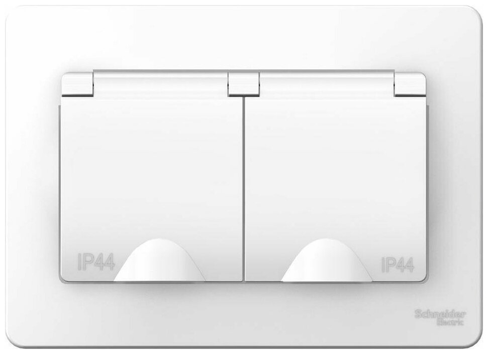 Розетка 2-ая с/з со шторками IP44 белая, 16А, 250В, Schneider Electric Blanca (комплект 3шт) - фотография № 2