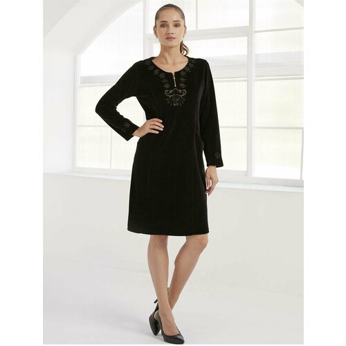 Платье Relax Mode, размер 00M(46-48), черный/коричневый платье relax mode размер 00m 46 48 бордовый