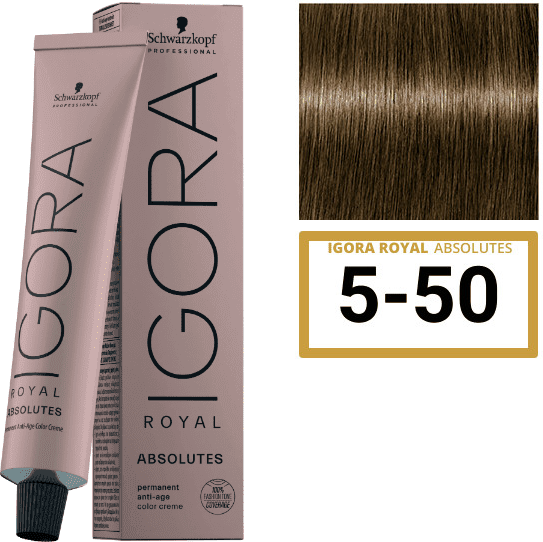 Schwarzkopf Professional / Краситель для волос Igora Absolute 5-50 Светлый коричневый золотистый натуральный, 60 мл