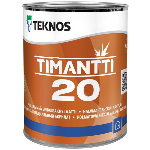 Краска акриловая TEKNOS Timantti 20 полуматовая бесцветный 0.9 л