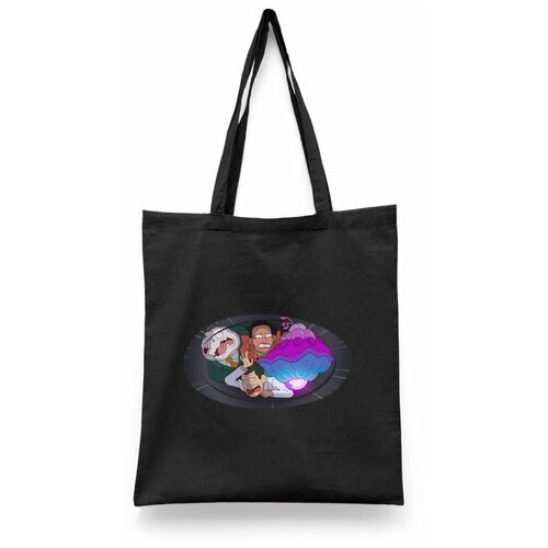 фото Сумка-шоппер унисекс каждому своё "корпорация заговор/inside job/мультфильм" черная