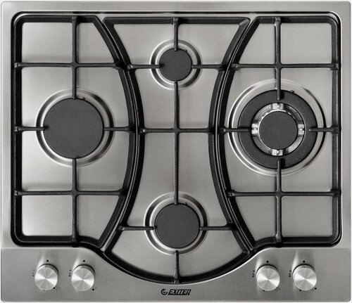 Изображение товара Газовая варочная панель Exiteq PF 640 STX-E/А 58 см, 4 конфорки электроподжиг газконтроль, серебристый