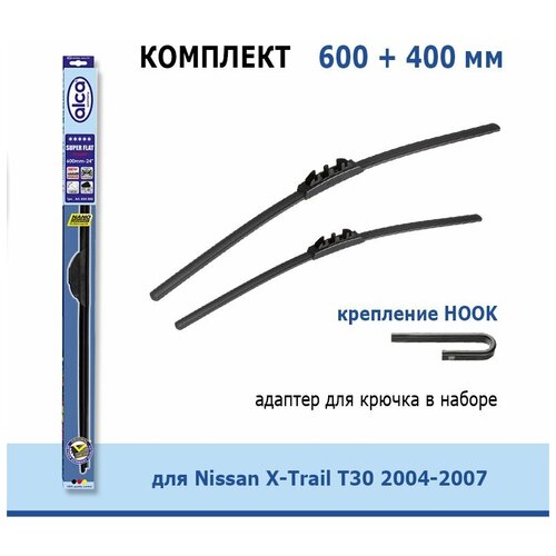 Комплект дворников Alca Super Flat 600 мм + 400 мм Hook для Nissan X-Trail T30 2004-2007