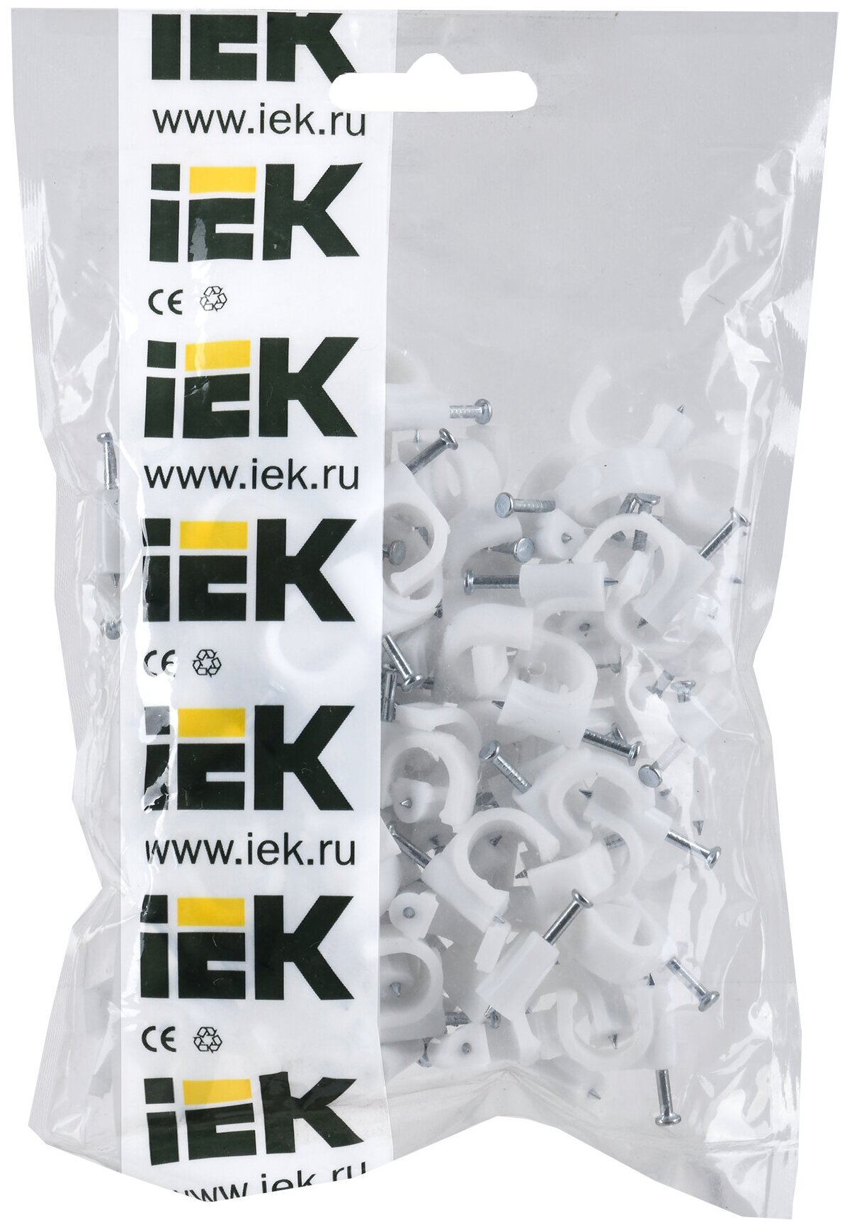 Скоба крепежная круглая с гвоздем d10мм пластик. (уп.100шт) IEK USK11-10-100