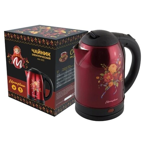 Чайник Матрёна MA-005 RU, хохлома/красный чайник матрёна ma 001 ru нержавеющая сталь красный
