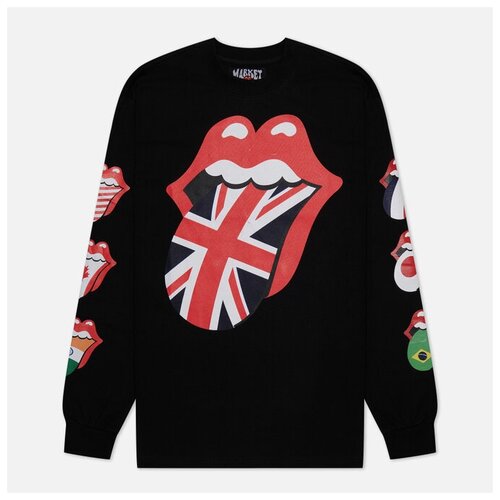 Мужской лонгслив MARKET x Rolling Stones World Flag чёрный, Размер S