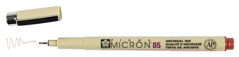 Ручка капиллярная Sakura Pigma Micron 0.45 мм, цвет чернил: коричневый