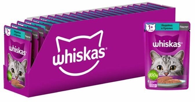 Whiskas мясной паштет индейка/кролик 28х75г