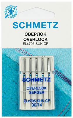 Игла/иглы Schmetz Overlock ELx705 SUK CF 90/14 серебристый