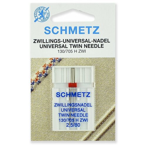 Иглы стандартные двойные Schmetz 130/705H ZWI № 80/2.5, уп.1 игла