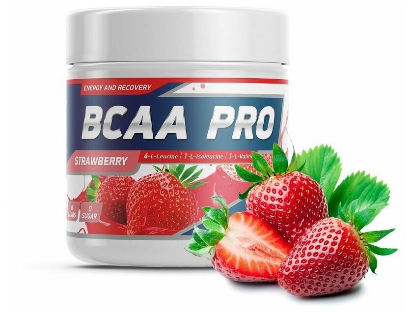 Аминокислоты BCAA (БЦАА) Geneticlab Nutrition BCAA Pro (250 г) Клубника