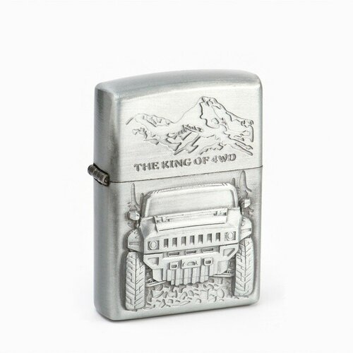 Зажигалка бензиновая Джип, в подарочной коробке, серебристая зажигалка джек дэниэлс бензиновая цвет серебро