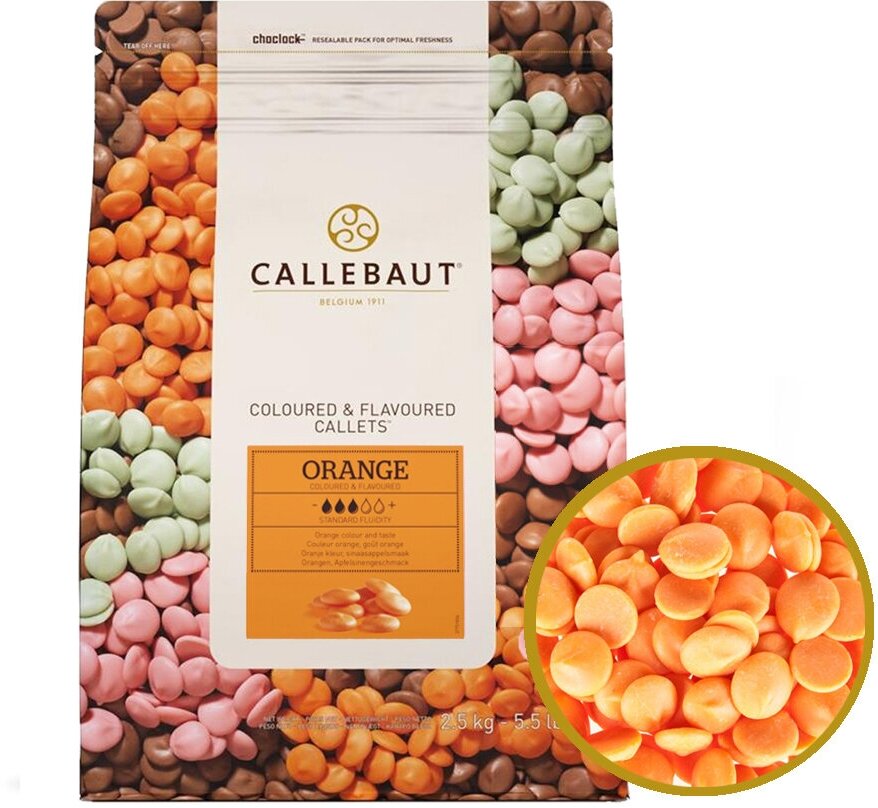 Шоколад Callebaut оранжевый со вкусом апельсина расфасованный, 250 г