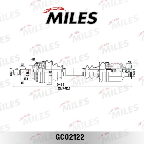 Привод в сборе renault megane i/scenic 1.6-2.0 99-03 прав. +abs Miles GC02122