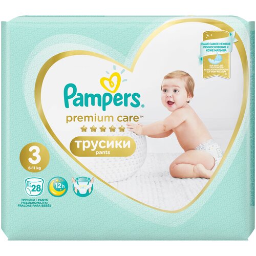 фото Pampers premium care трусики 3 (6-11 кг), 28 шт.