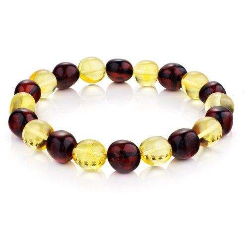 Браслет AmberHandmade, янтарь, 1 шт., размер 15.5 см, бордовый, желтый