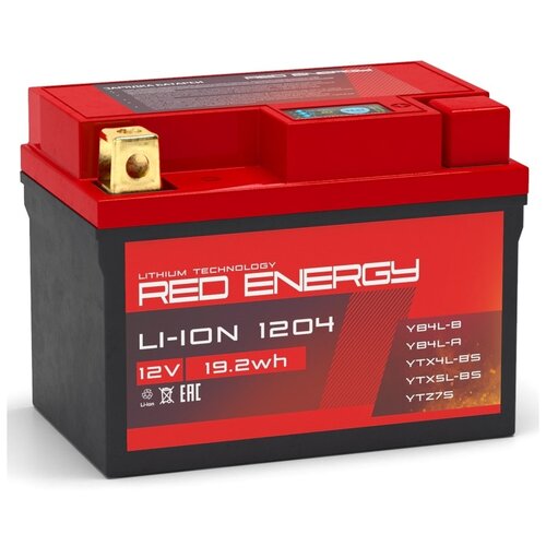 Аккумулятор DELTA Red Energy Li-Ion 1204 12V4Ah 113x70x89 (YTX 4L-BS) для скутера, мотоцикла, квадроцикла DELTA-LION-1204