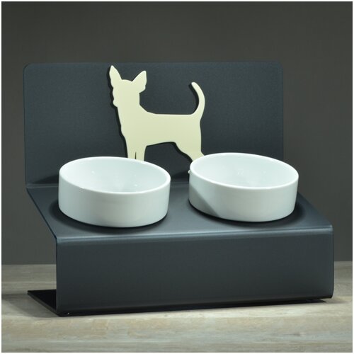Миска для собак на подставке с наклоном Artmiska Чихуахуа XS двойная 2x360 мл, графитовая