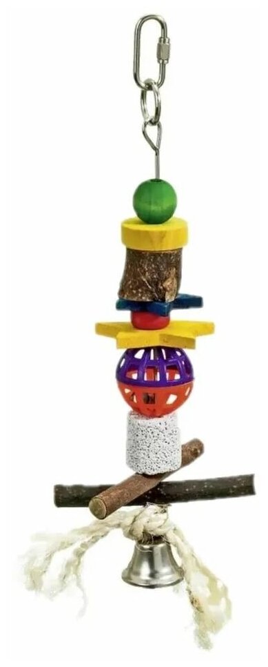 Игрушка для птиц с колокольчиком Flamingo (27 см разноцветный FL88561)