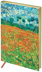 Ежедневник Greenwich Line Vision. Van Gogh. Poppy field недатированный, искусственная кожа, А5, 136 листов, зеленый/красный/голубой, цвет бумаги тонированный