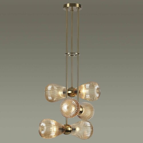 Подвесной светильник золотой, плафон янтарный, арт: 5402/6, цоколь E14, коллекция MODERN