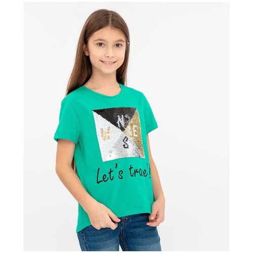фото Футболка button blue, размер 98, зеленый