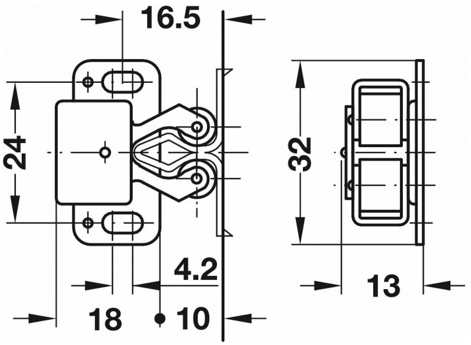 Мебельная роликовая защелка 32х30 (8шт), чёрный - фотография № 4