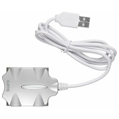 Разветвитель USB 2.0 Buro BU-HUB4-0.5-U2.0-Candy 4 порта, серебристый разветвитель usb buro bu hub4 0 5r u2 0 4порта черный