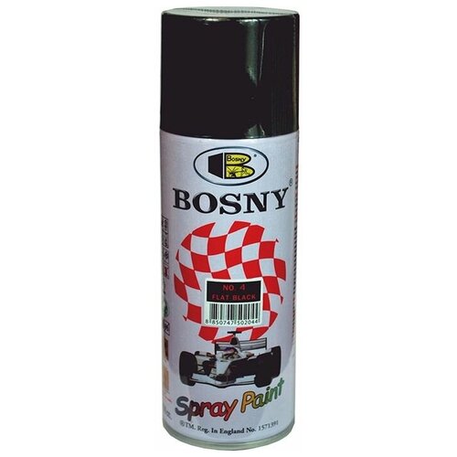 Краска Bosny Spray Paint акриловая универсальная, 4 flat black, матовая, 400 мл