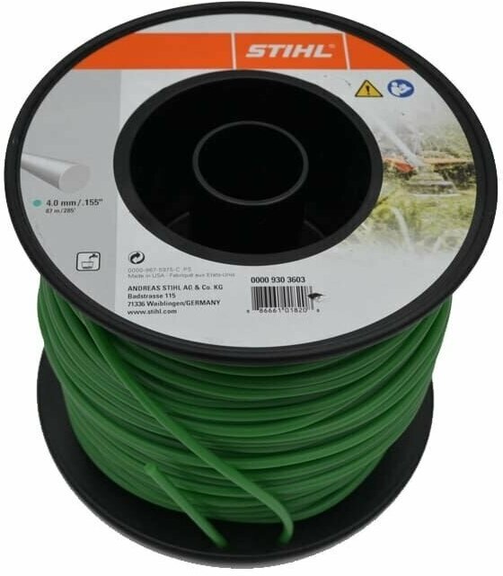 Косильная струна (леска, корд)круглого сечения 4,0 мм x 87,0 м темно-зеленого цвета, 0000-930-3603
