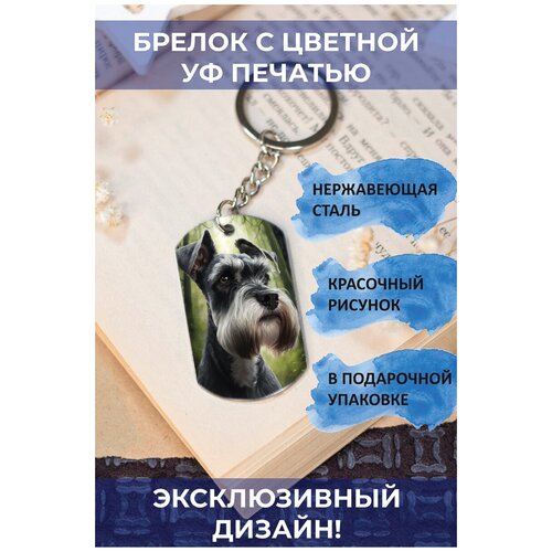 брелок с цветной с уф печатью кане корсо собака 3 Брелок, мультиколор, серебряный