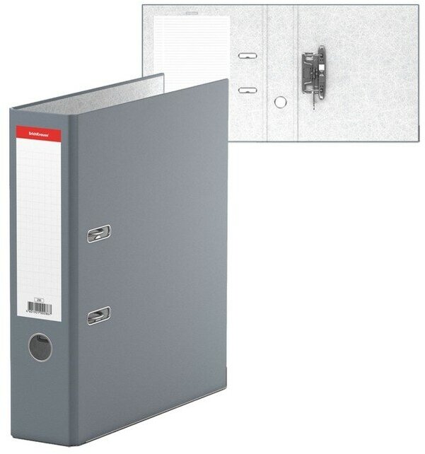 Папка-регистратор ErichKrause, Standard, А4, 70 мм, бумвинил, с этикеткой на корешке, нижний металлический кант, серая