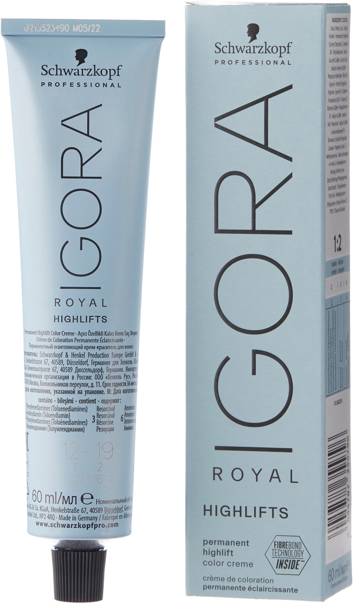 SCHWARZKOPF PROFESSIONAL 12-21 краска для волос, специальный блондин пепельный сандрэ / Igora Royal 60 мл - фото №1