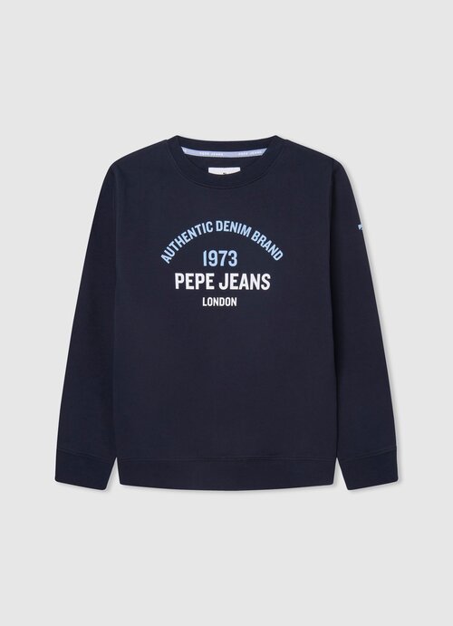 Свитшот Pepe Jeans, средней длины, размер 12, синий