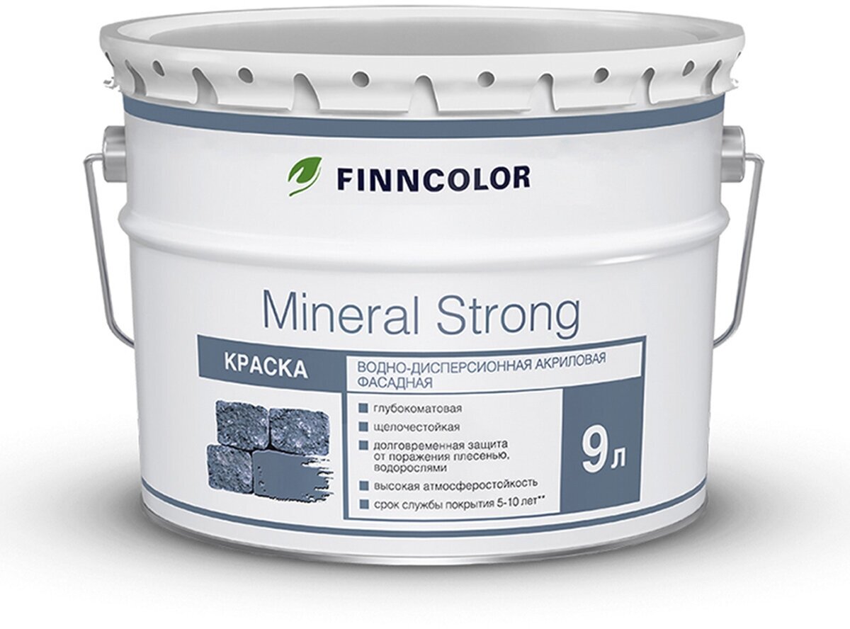 Краска фасадная Mineral Strong (Минерал Стронг) TIKKURILA 9л белый (база MRA)