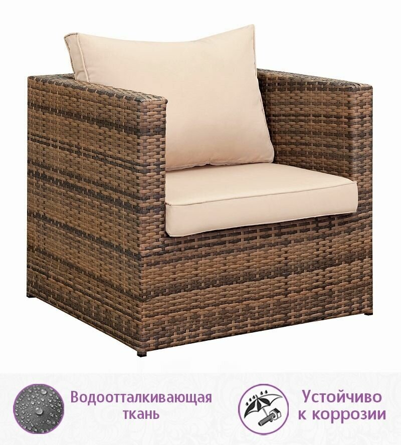 Комплект мебели из искусственного ротанга Лаунж Релакс (Lounge Relax) (цвет: капучино) (подушки: бежевые) - фотография № 2
