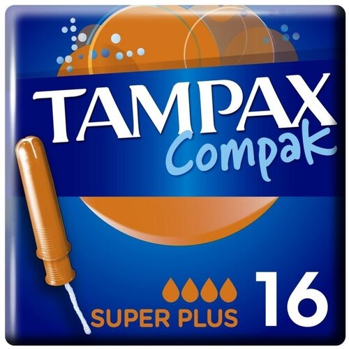 Tampax Тампоны «Tampax» Compak Super Plus Duo, с аппликатором, 16 шт