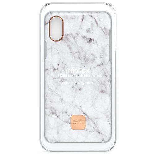 фото Чехол-накладка happy plugs 9160 + защитная пленка для apple iphone x/xs white marble